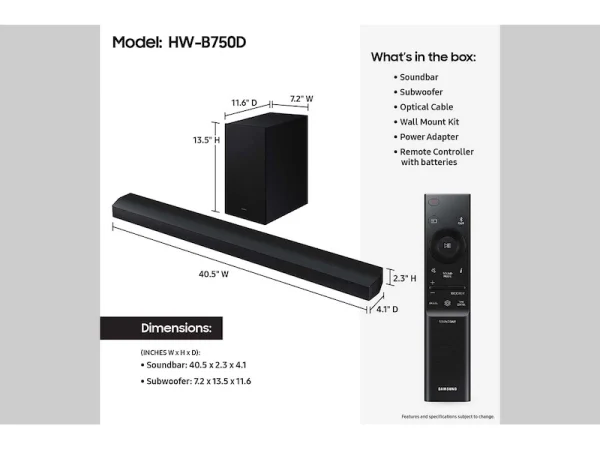 SAMSUNG 5.1. Channel B73CB DOLBY SOUNDBAR